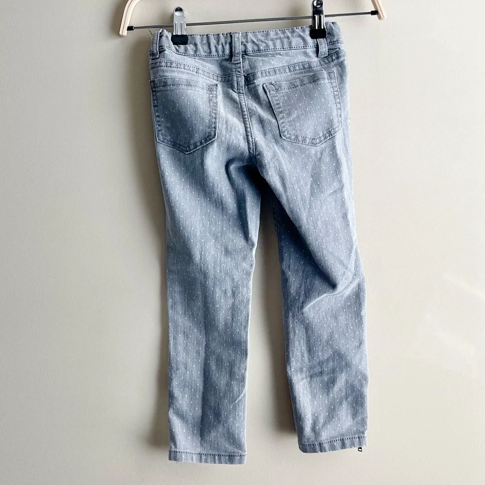 Cherokee Polka Dot Skinny Zipper Ankle Gray Jeans